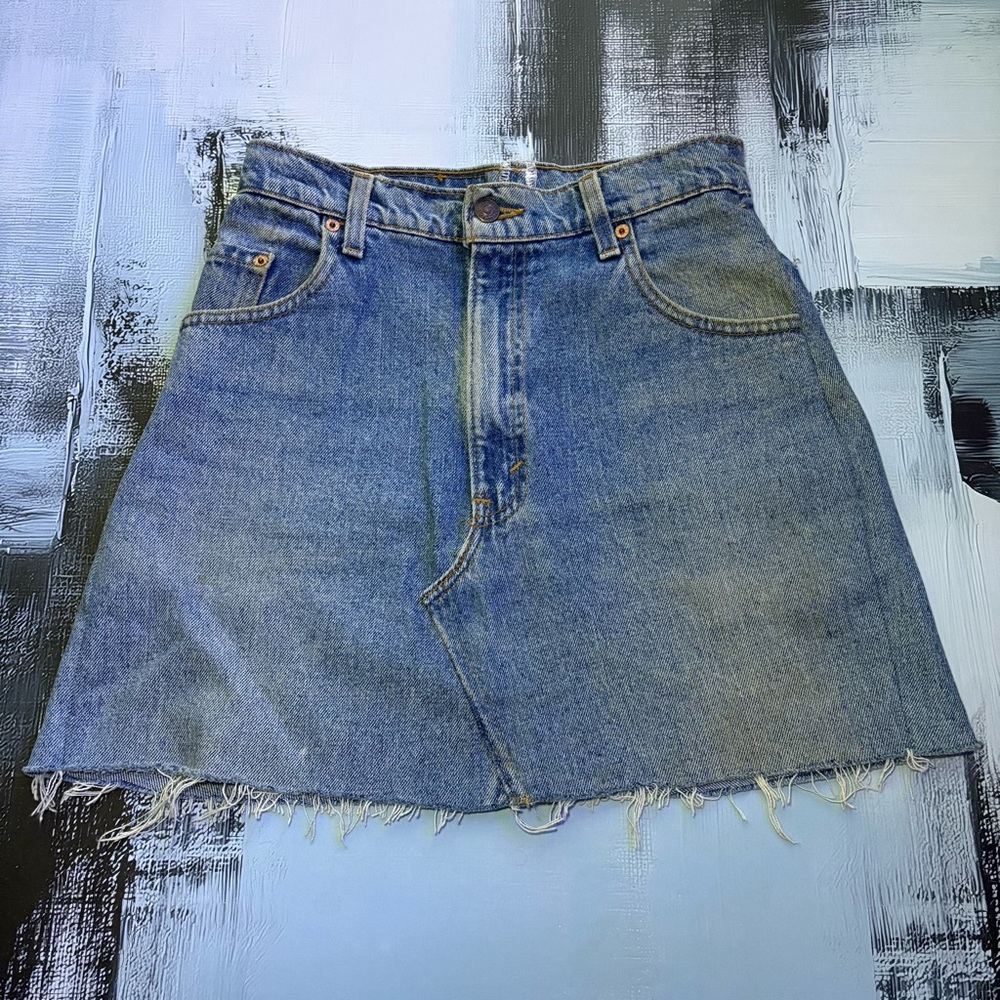 Vintage Levi’s Reworked Denim Mini Skirt Cutoff 28” Waist
